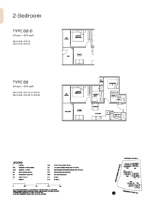 Type B2, B2-G (2b, 635sqft)
