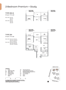 Type B4, B4G (2b+study, 700sqft)